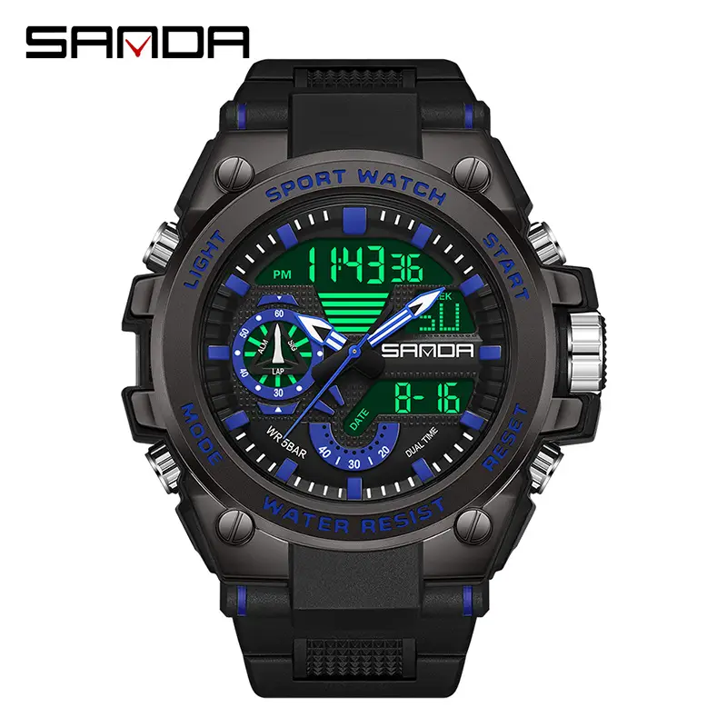 Sanda Digital Watch for Men Waterproof Sports Light Blue - Image 6