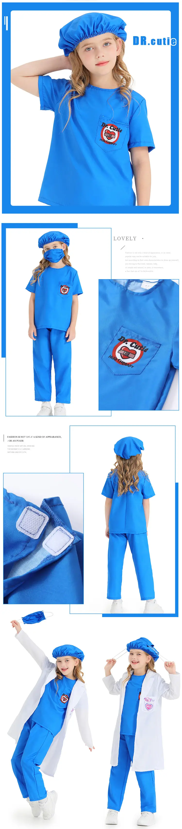 Children's Pink Medical Outfit Set with Face Mask — feature 7