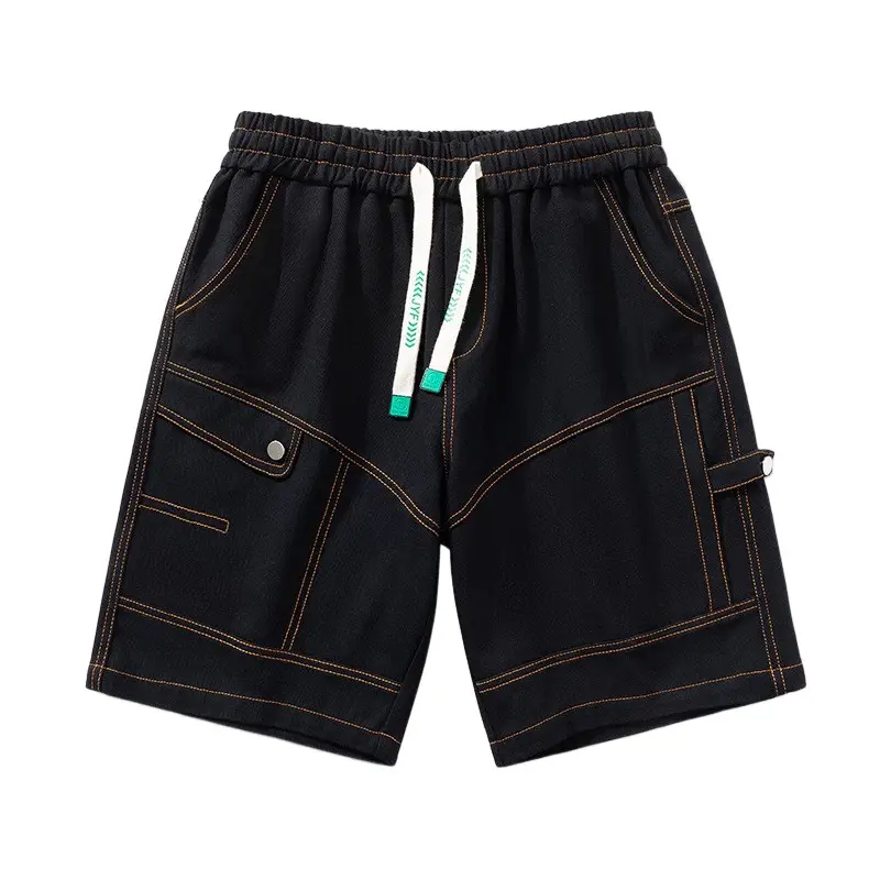 Plus Size Men Drawstring Shorts Green Cotton Casual - Image 9