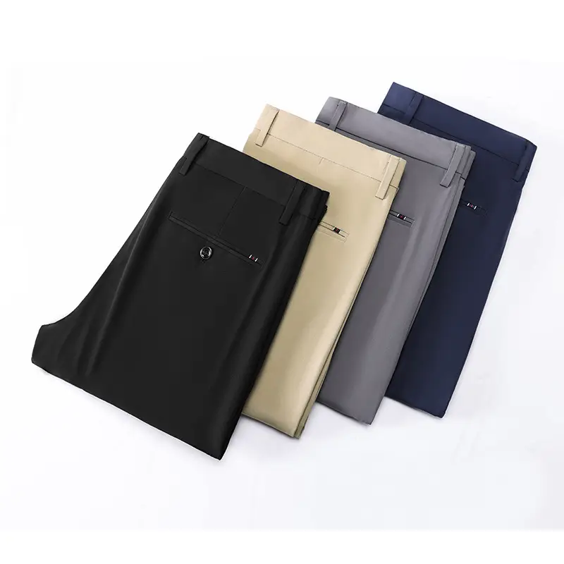2025 Summer Thin Ice Silk Trousers Business Dad Pants