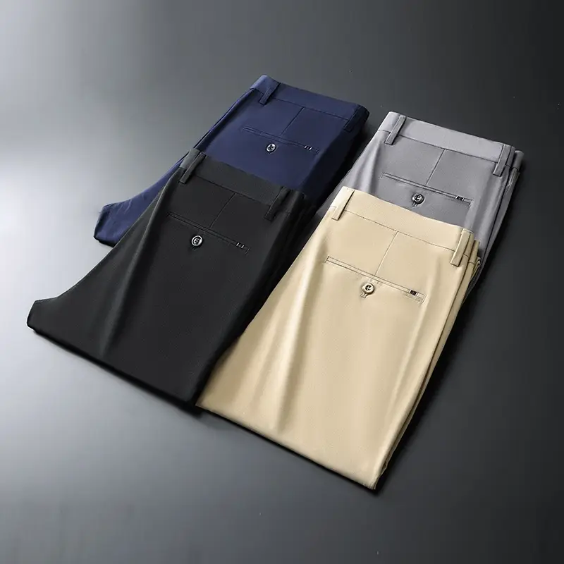 2025 Summer Thin Ice Silk Trousers Business Dad Pants