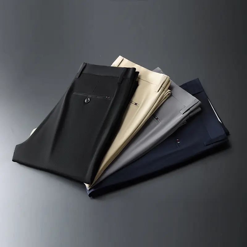 2025 Summer Thin Ice Silk Trousers Business Dad Pants