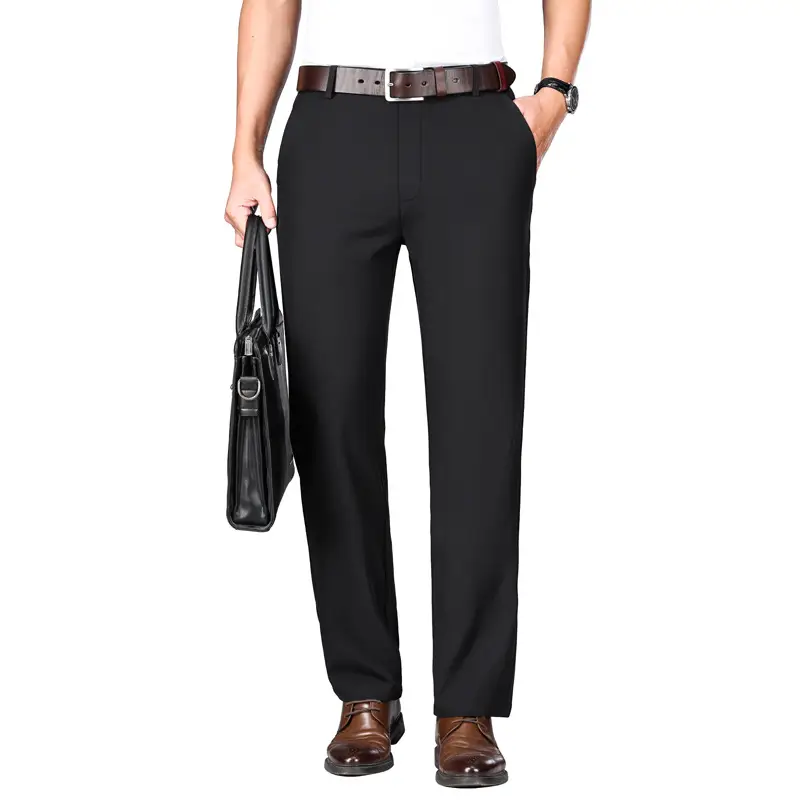 2025 Summer Thin Ice Silk Trousers Business Dad Pants