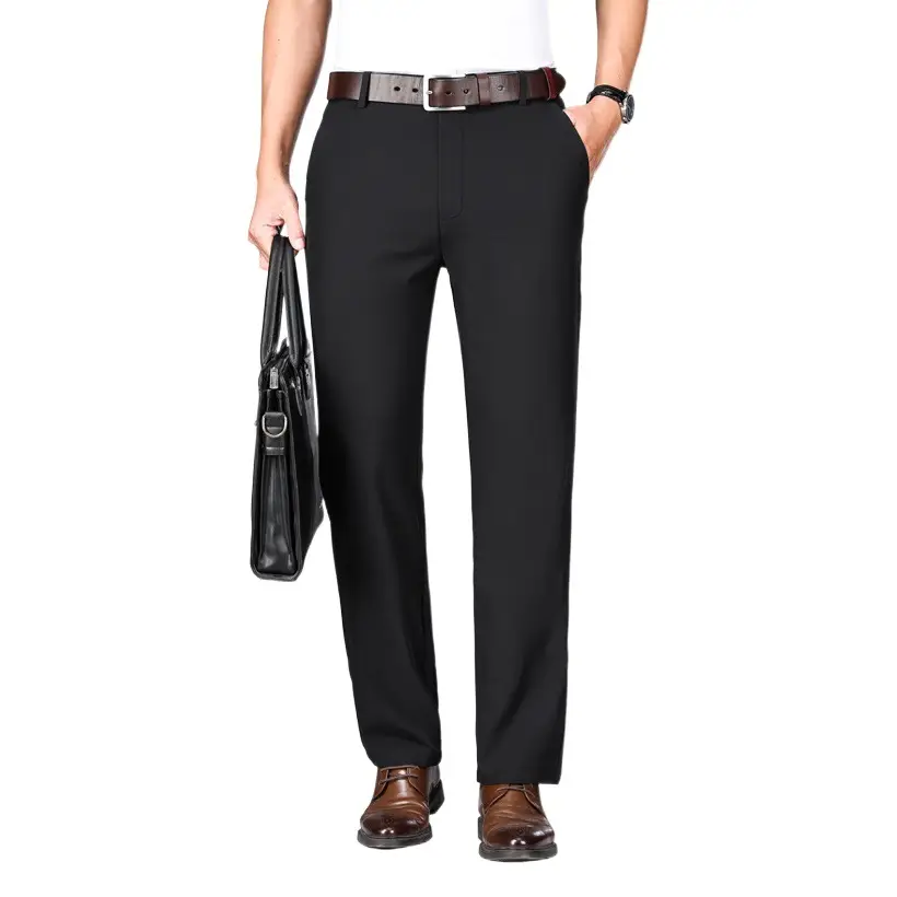 2025 Summer Thin Ice Silk Trousers Business Dad Pants