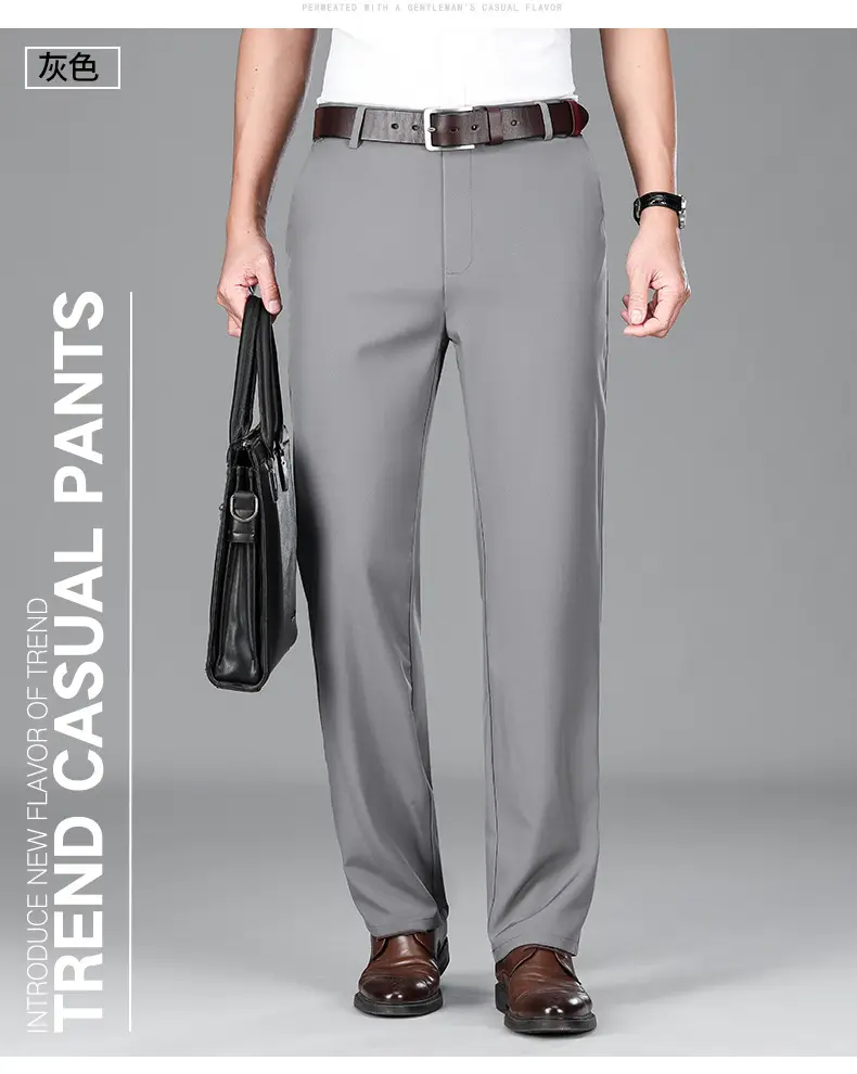 2025 Summer Thin Ice Silk Trousers Business Dad Pants — feature 26