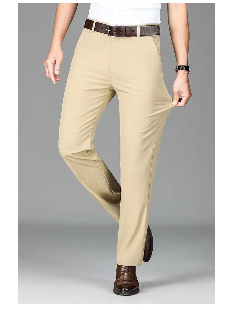 2025 Summer Thin Ice Silk Trousers Business Dad Pants — feature 32