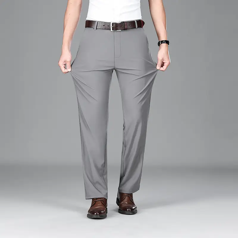 2025 Summer Thin Ice Silk Trousers Business Dad Pants