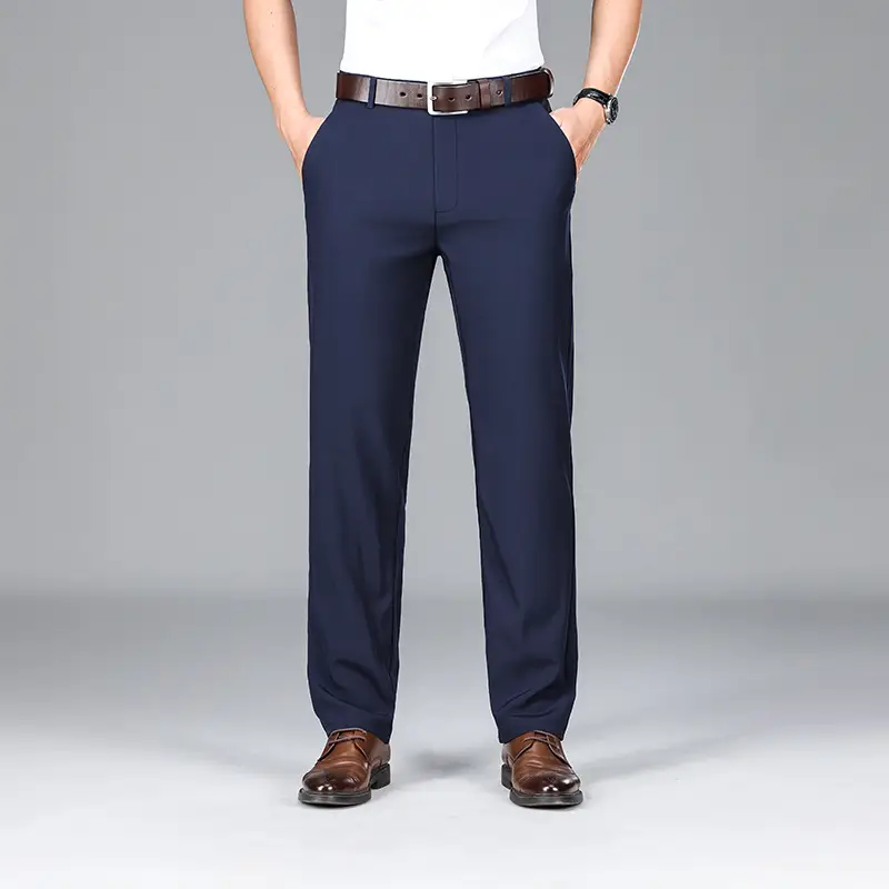 2025 Summer Thin Ice Silk Trousers Business Dad Pants