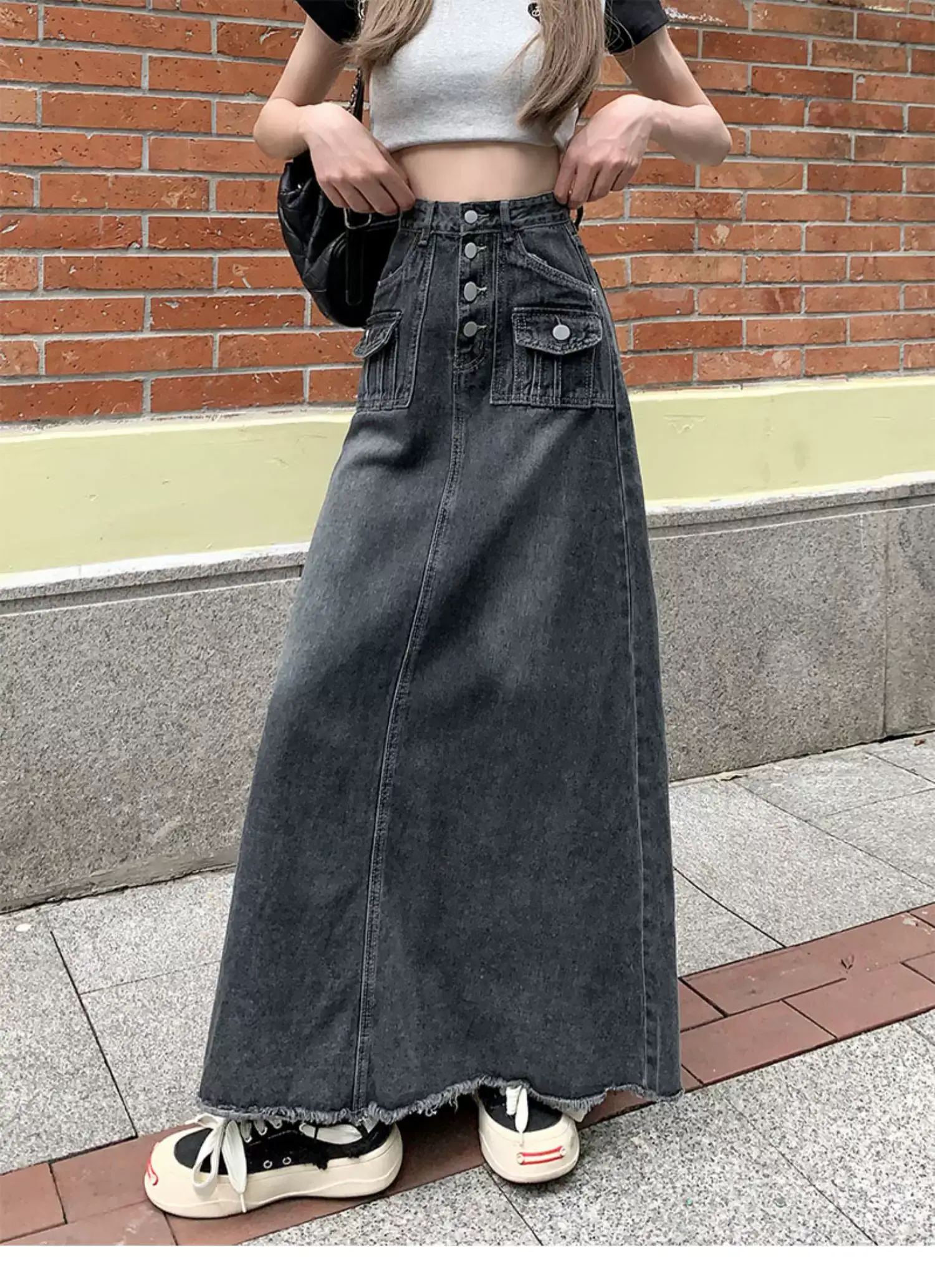 High Waist Raw Edge Denim Skirt Women 2023 — feature 3