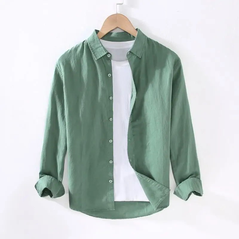 Men's Cream Linen Button-Up Shirt - Image 7
