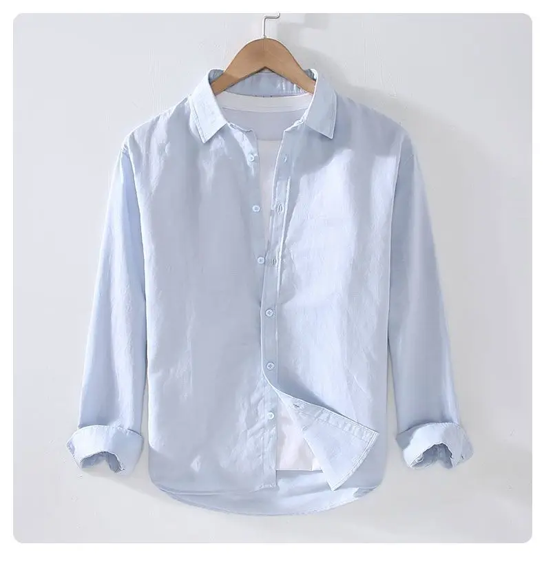 Men's Cream Linen Button-Up Shirt — feature 10
