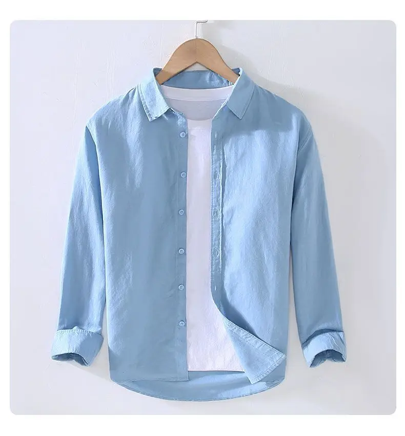 Men's Cream Linen Button-Up Shirt — feature 11