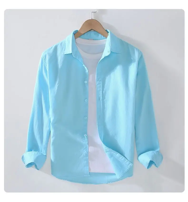 Men's Cream Linen Button-Up Shirt — feature 12