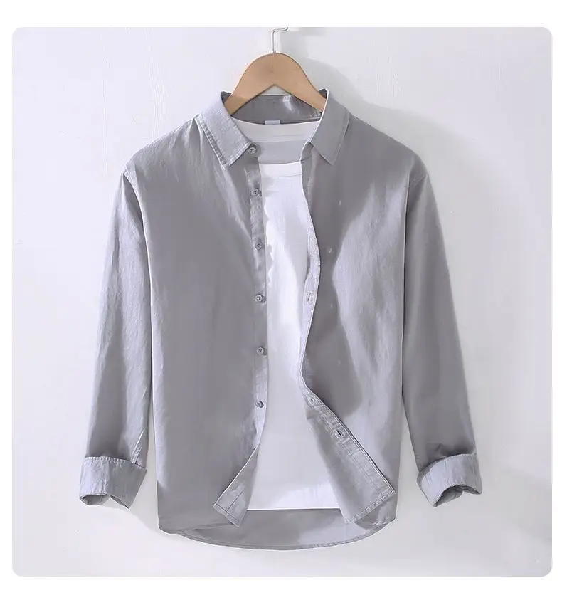 Men's Cream Linen Button-Up Shirt — feature 13