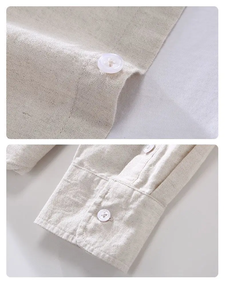 Men's Cream Linen Button-Up Shirt — feature 19