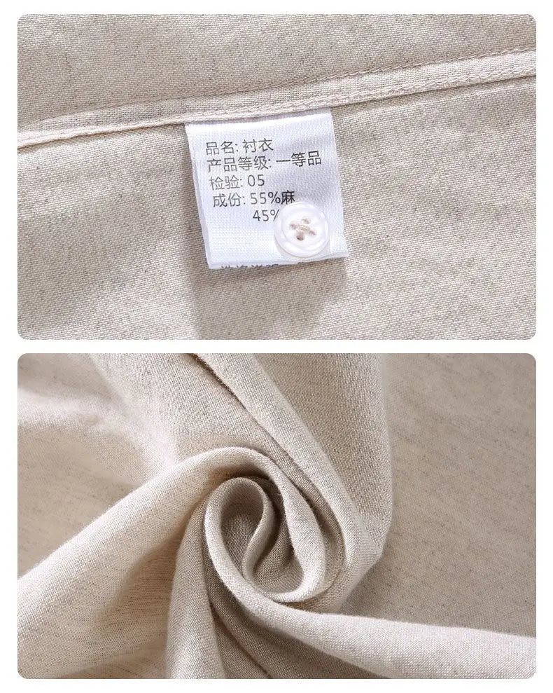 Men's Cream Linen Button-Up Shirt — feature 21