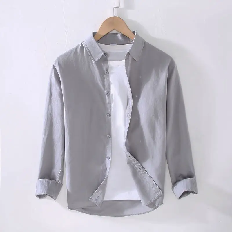 Men's Cream Linen Button-Up Shirt - Image 5