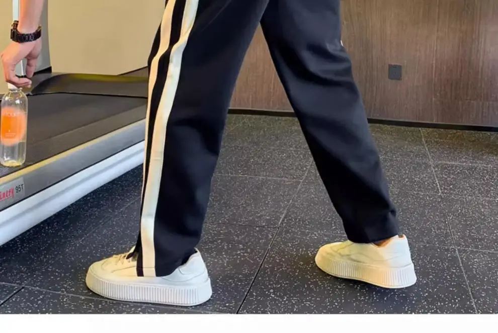 Men Korean Style Loose Casual Pants Black White Stripes — feature 11