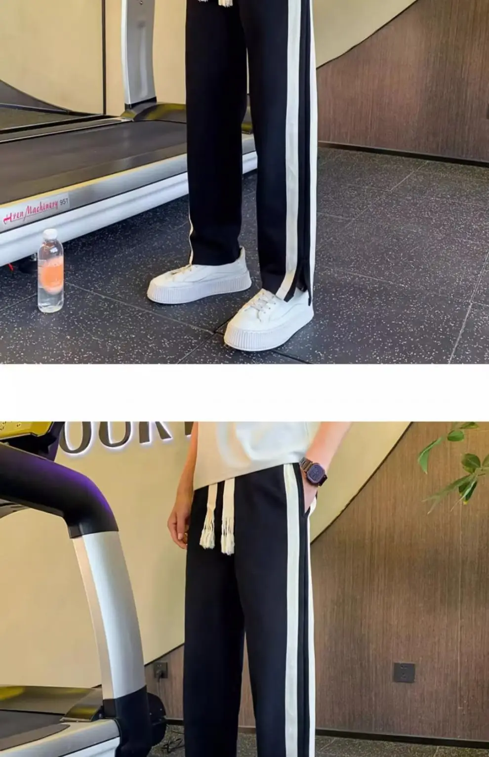 Men Korean Style Loose Casual Pants Black White Stripes — feature 5