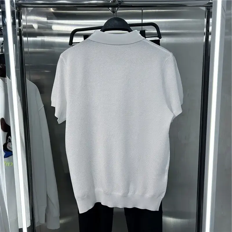 Men's Knitted Polo T-Shirt Yellow 2023 Summer - Image 8
