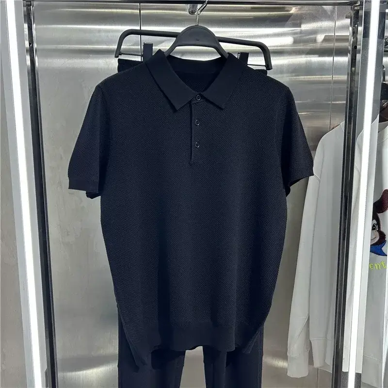 Men's Knitted Polo T-Shirt Yellow 2023 Summer — feature 14