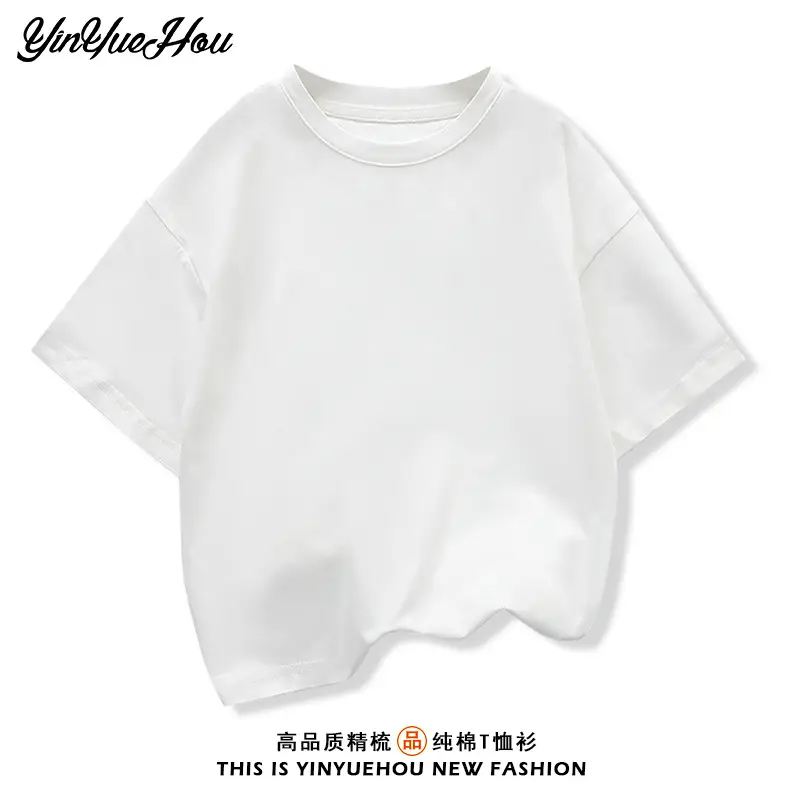 Korean Style Light Blue Shoulder Short Sleeve T-Shirt for Boys - Image 2