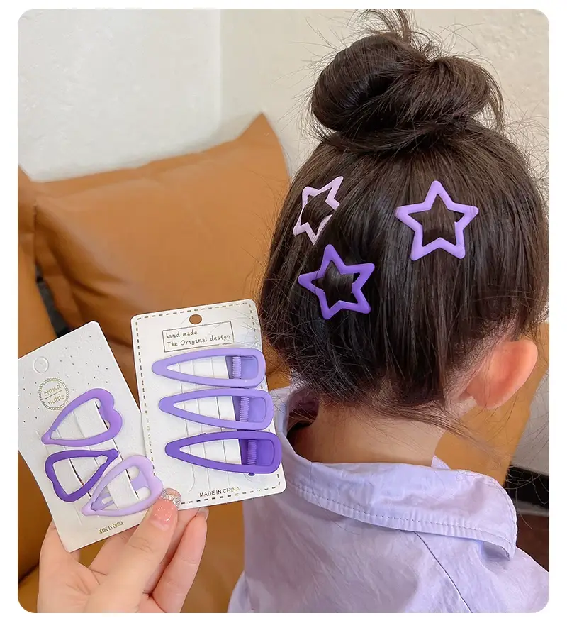 Purple 3-Piece Hair Clips Set for Girls — feature 9