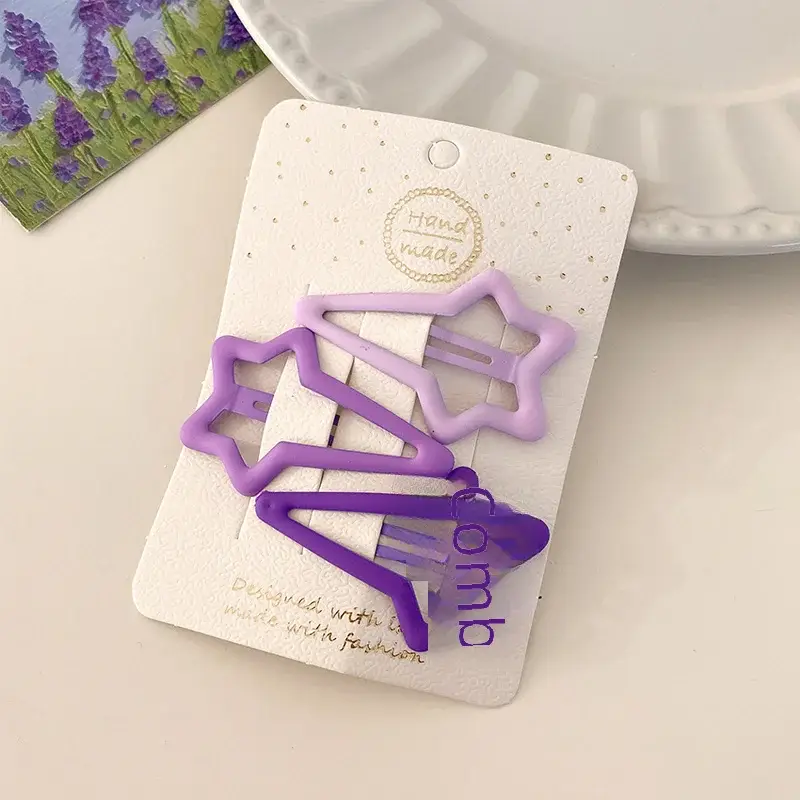Purple 3-Piece Hair Clips Set for Girls - Image 2