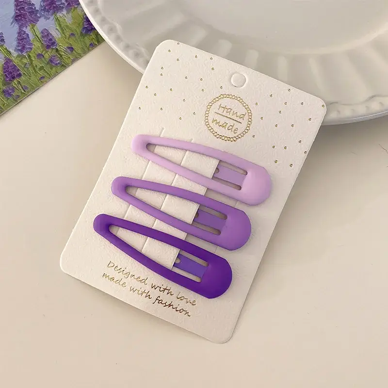 Purple 3-Piece Hair Clips Set for Girls - Image 3