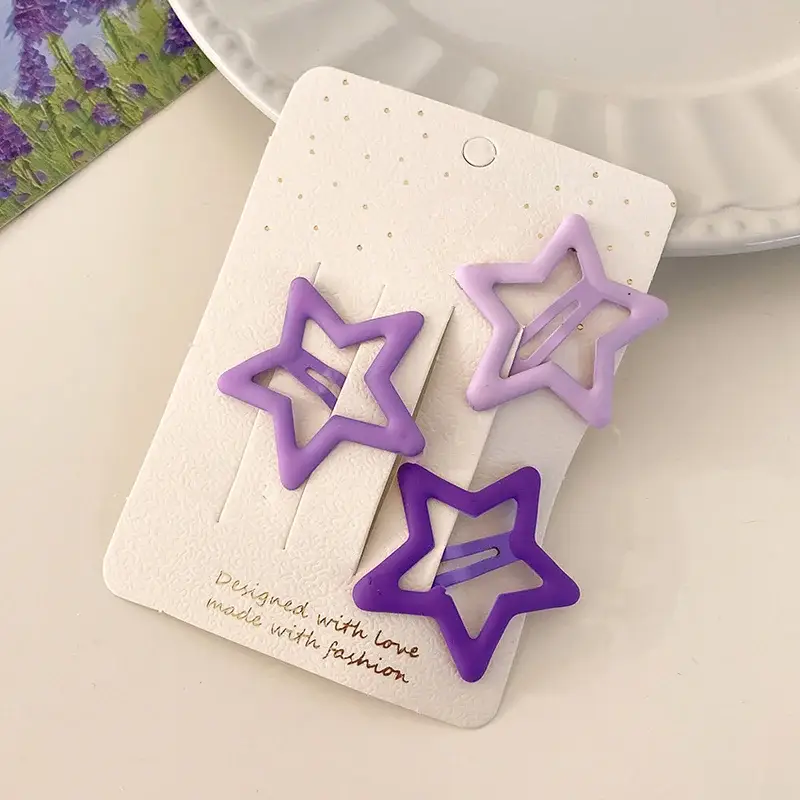 Purple 3-Piece Hair Clips Set for Girls - Image 5