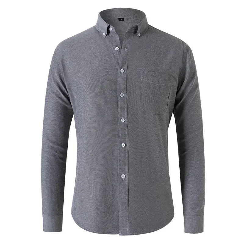 Men's Black Oxford Fabric Long Sleeve Shirt 2025 - Image 3