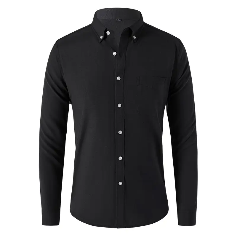 Men's Black Oxford Fabric Long Sleeve Shirt 2025 - Image 5