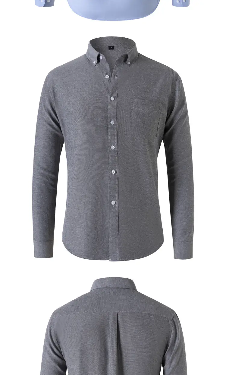 Men's Black Oxford Fabric Long Sleeve Shirt 2025 — feature 5