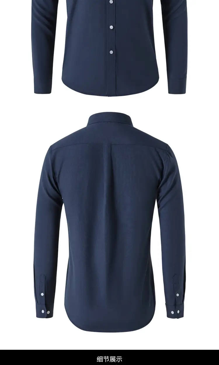 Men's Black Oxford Fabric Long Sleeve Shirt 2025 — feature 8