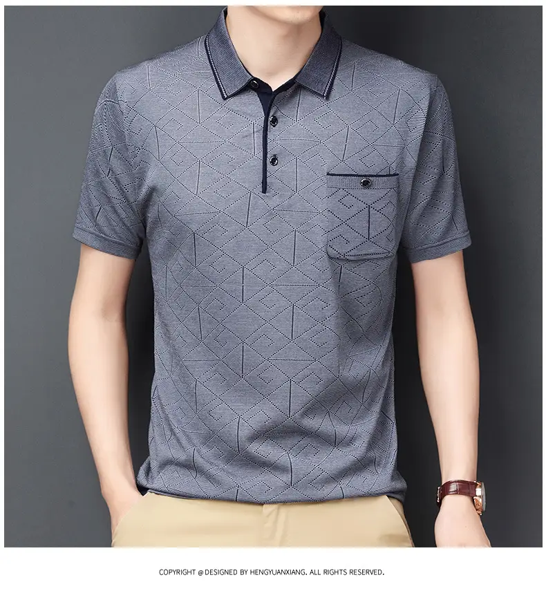 Men Navy Blue Polo T-Shirt Short Sleeve Casual — feature 11