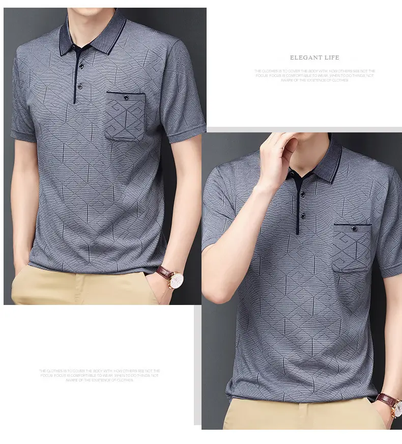 Men Navy Blue Polo T-Shirt Short Sleeve Casual — feature 12