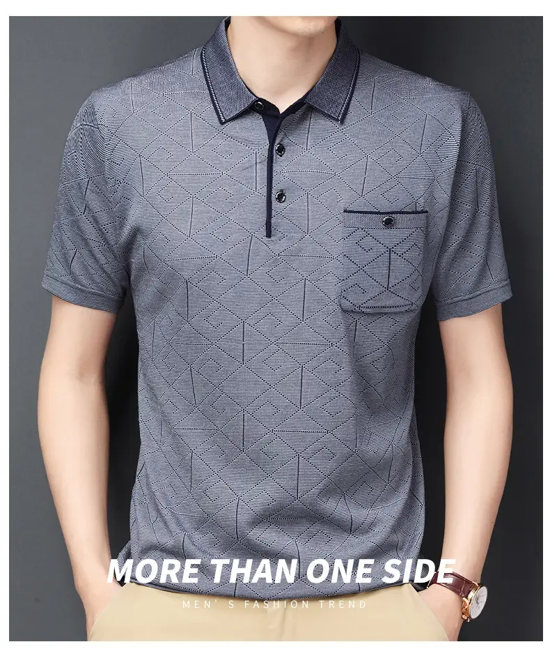 Men Navy Blue Polo T-Shirt Short Sleeve Casual — feature 7
