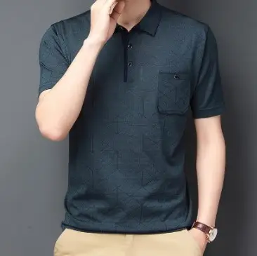 Men Navy Blue Polo T-Shirt Short Sleeve Casual