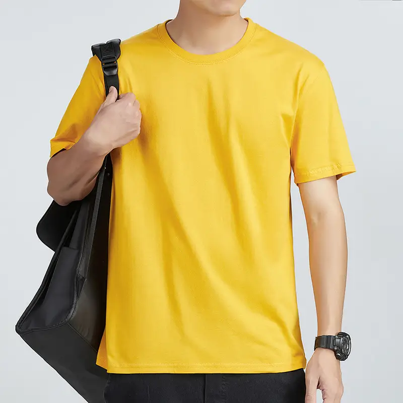 Men Yellow Slim Fit T-Shirt Round Neck Half Sleeve - Image 7