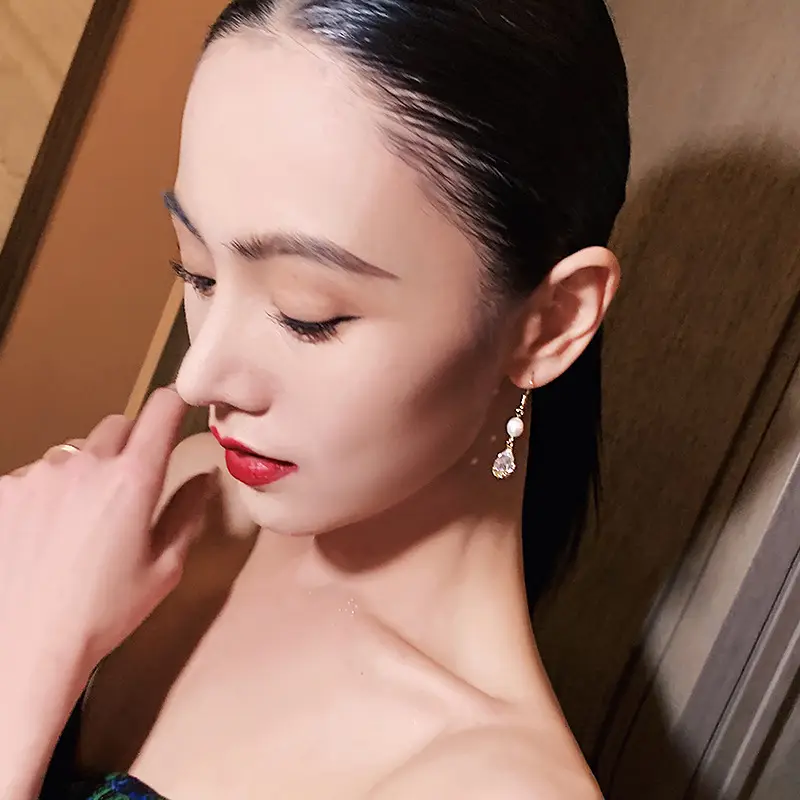 Rice Capsule Pearl Zircon Drop Earrings for Women - Image 5