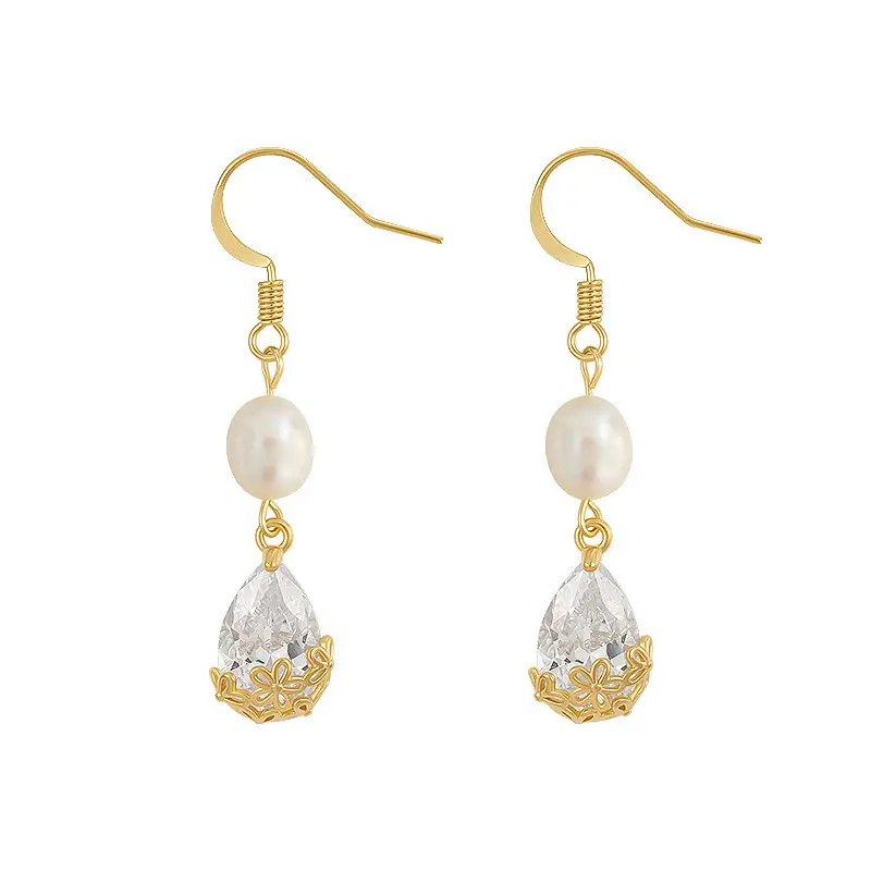 Rice Capsule Pearl Zircon Drop Earrings for Women - Image 6