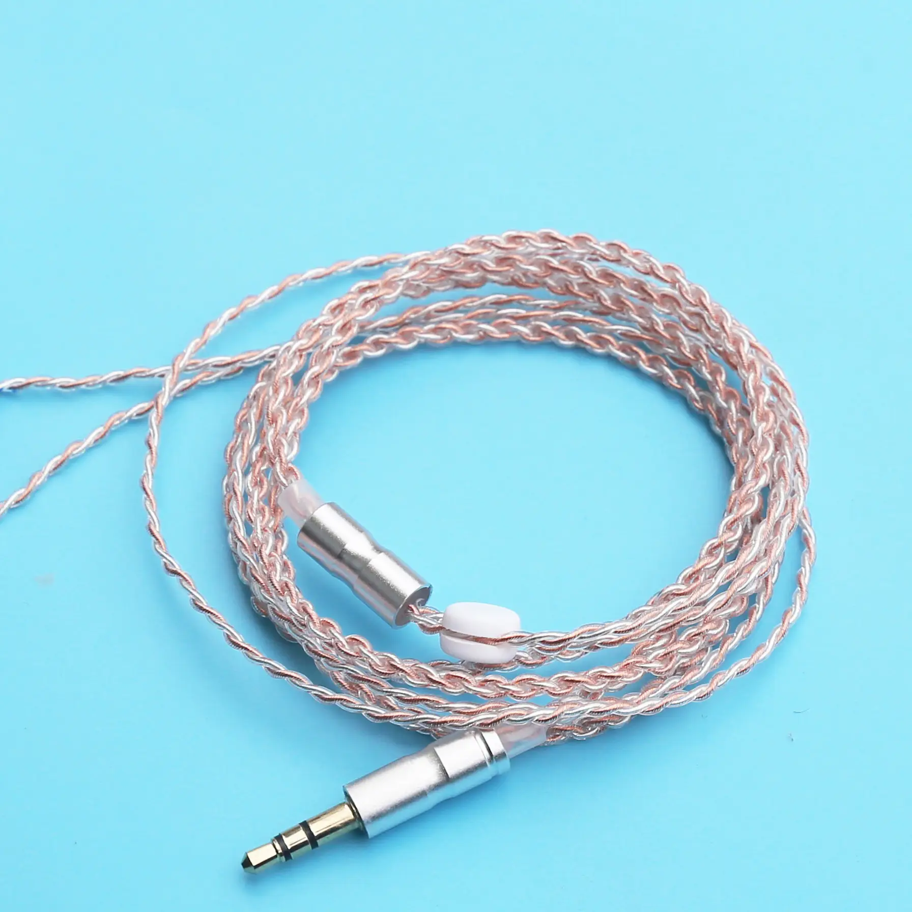 4-Strand Transparent Silver Headset Wire 3.5mm Plug