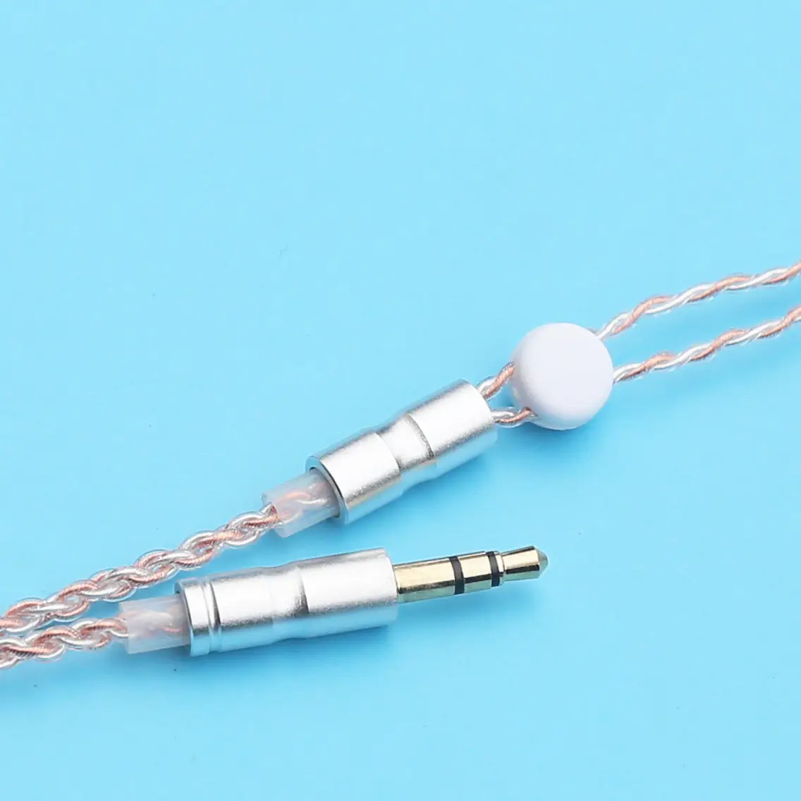 4-Strand Transparent Silver Headset Wire 3.5mm Plug