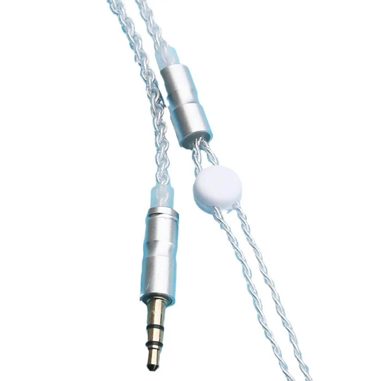 4-Strand Transparent Silver Headset Wire 3.5mm Plug