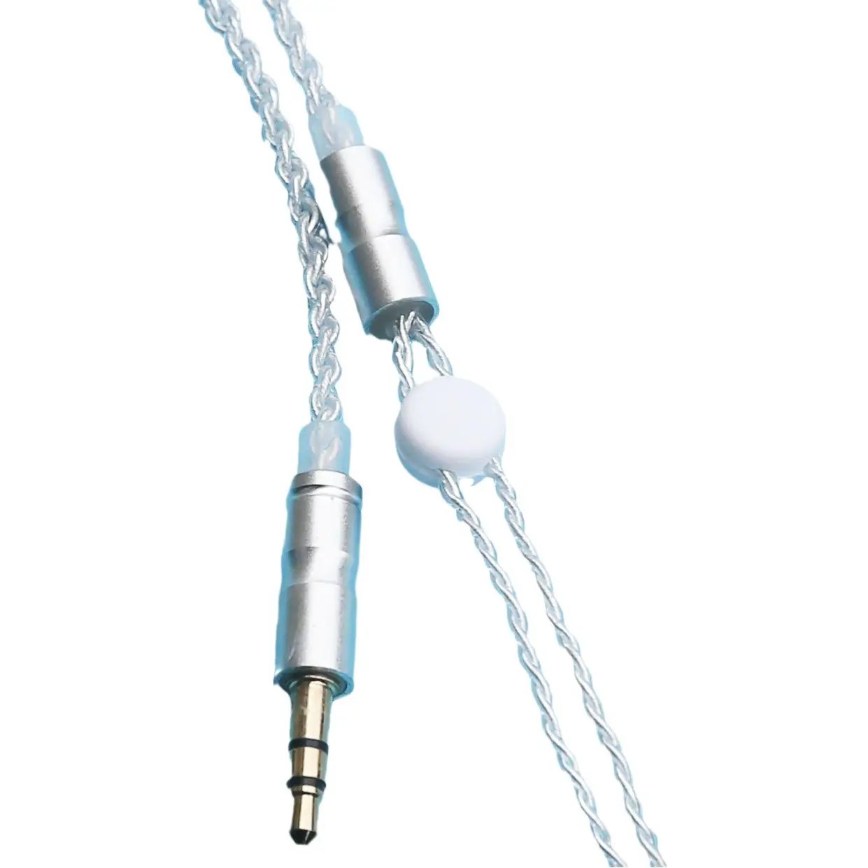 4-Strand Transparent Silver Headset Wire 3.5mm Plug