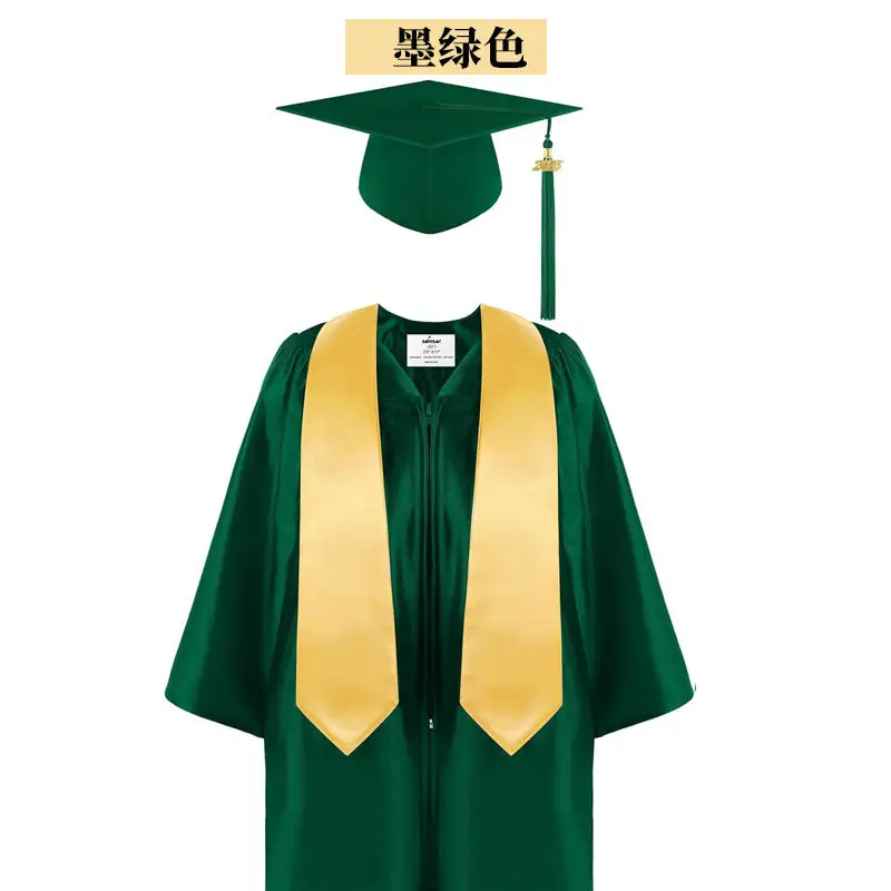 Green Knitted Graduation Gown with Shawl and Tassels - Image 11