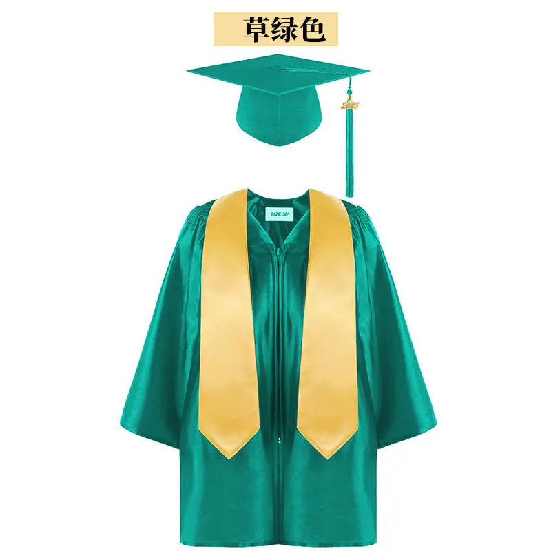 Green Knitted Graduation Gown with Shawl and Tassels - Image 12