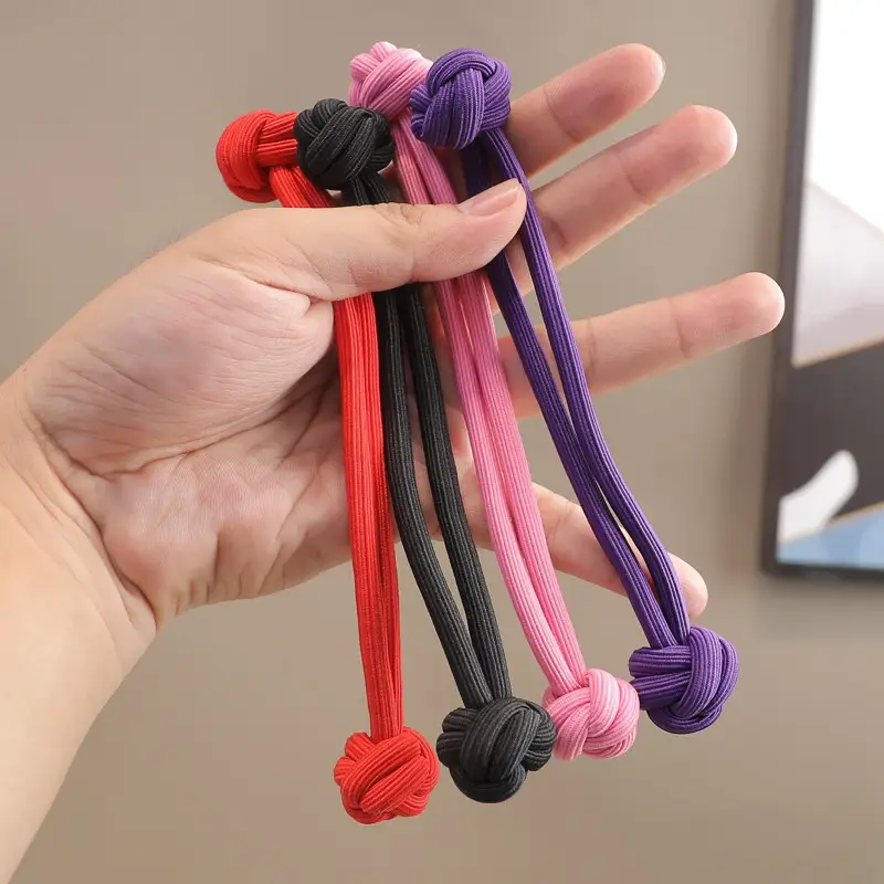 Pink Knotted Rubber Hair Band Double Head Rope - Image 6