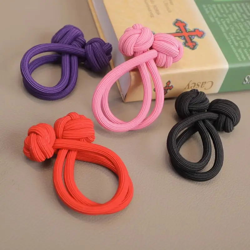 Pink Knotted Rubber Hair Band Double Head Rope — feature 28