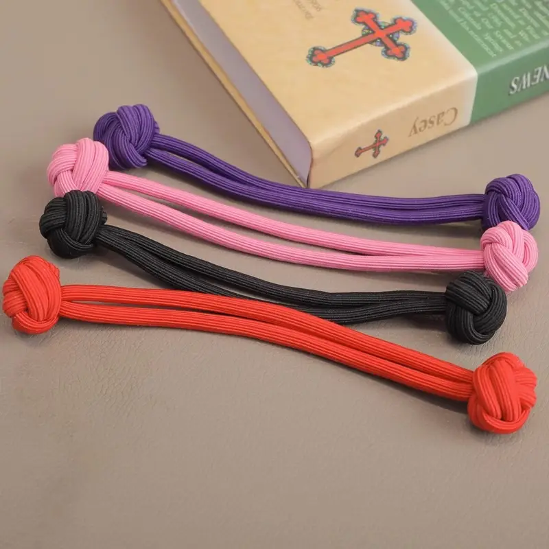 Pink Knotted Rubber Hair Band Double Head Rope — feature 30